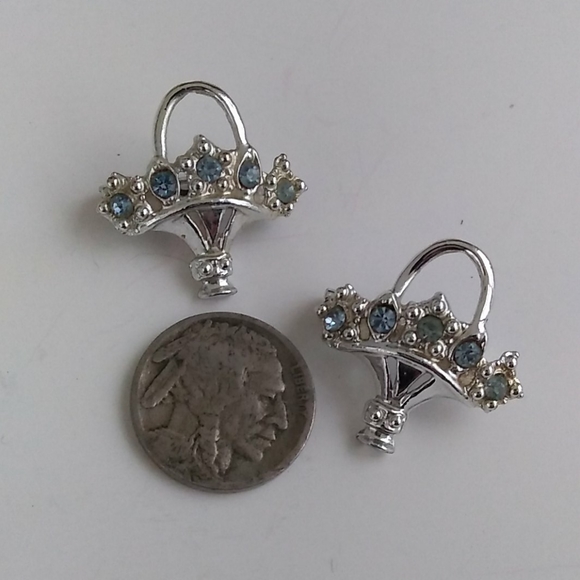 VINTAGE Blue Rhinestone Rhodium Pl Scatter Pins - Picture 5 of 8